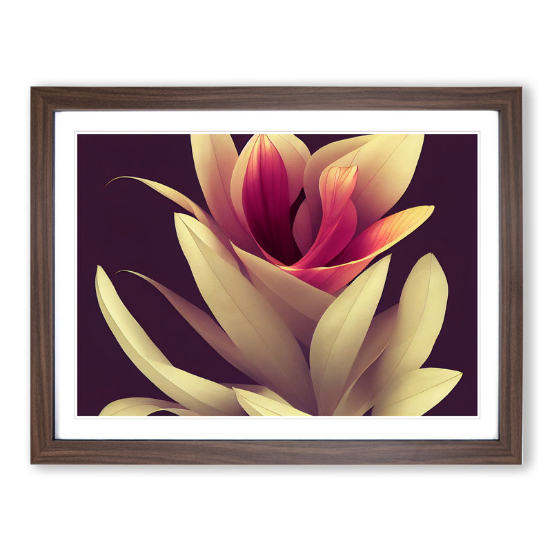 Angelical Modern Flower Art 1 Piece Single Picture Frame Wall Art, 34cm H x 46cm W, Brown
