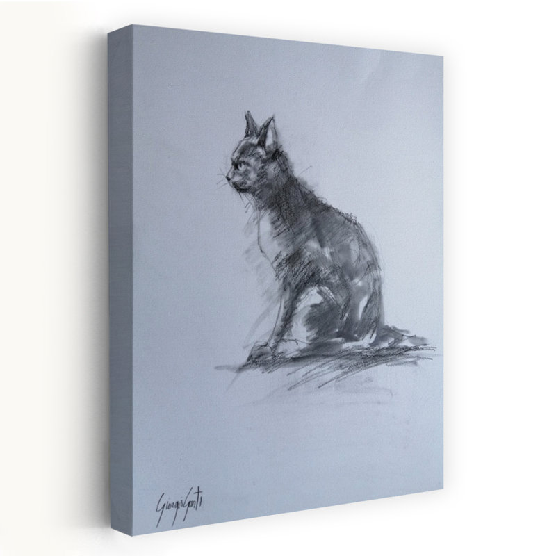Chat contemporain gris anthracite, 36" H x 24" W