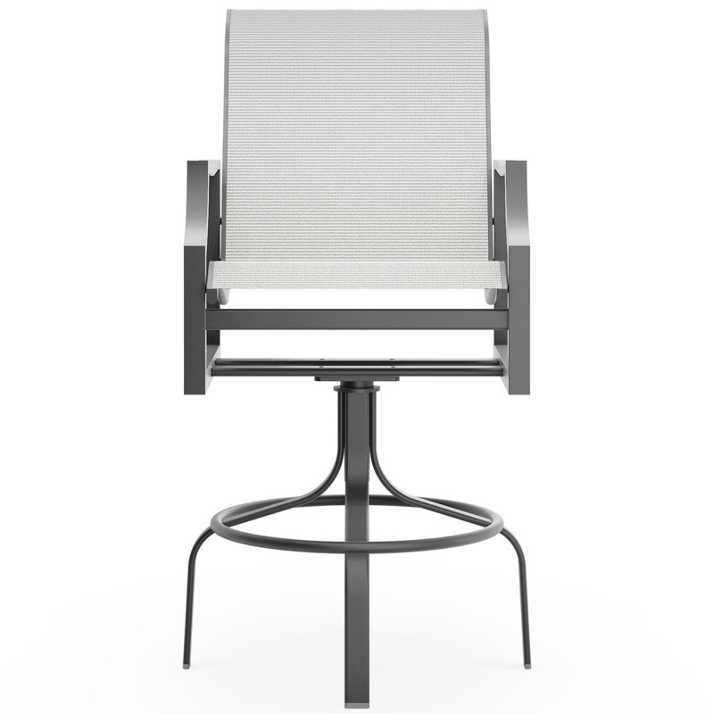 Low Back Swivel Barstool - Regular Sling, Porcelain, Oyster