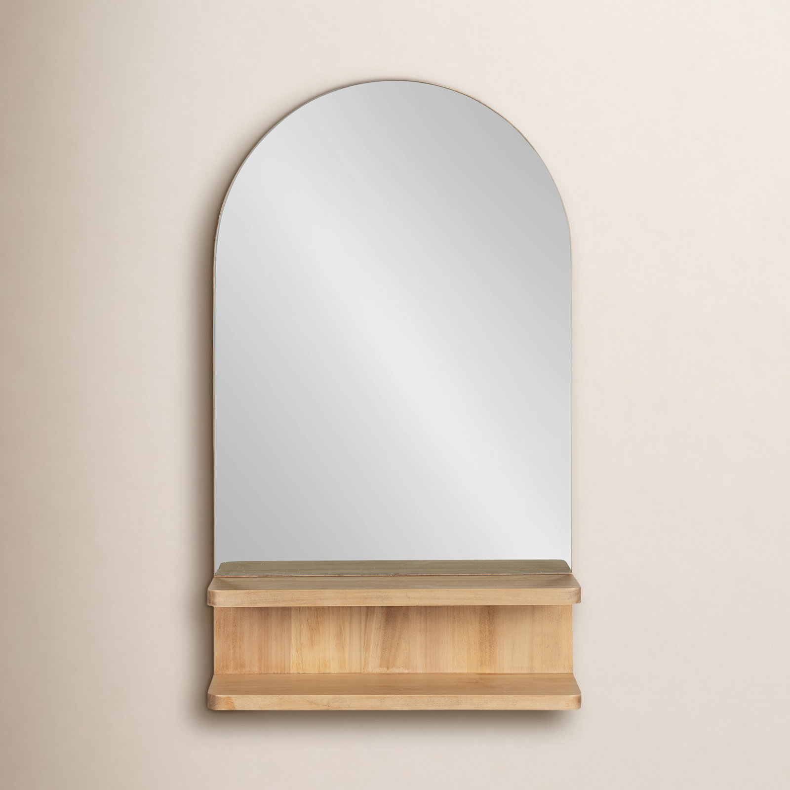 Ruddick Wall Mirror with Shelves, Natural