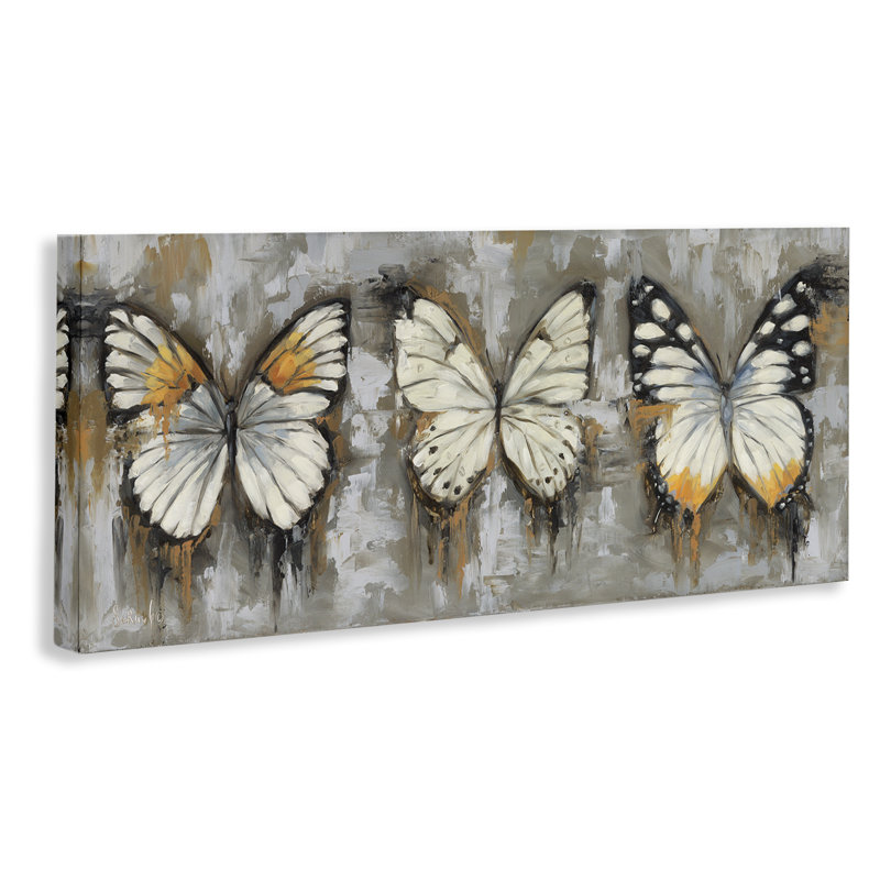 Art mural sur toile stylisé, "Modern Butterflies" par Sara G. Designs, H 24 po x l 10 po