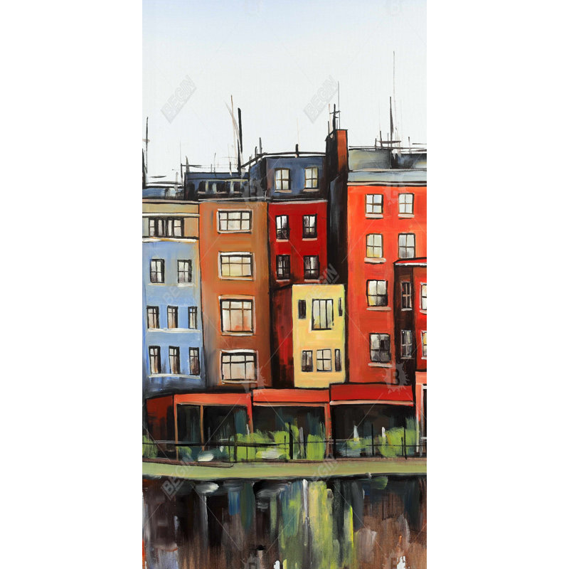 Boston fall colors buildings - 15.75"x31.50" Desk mat