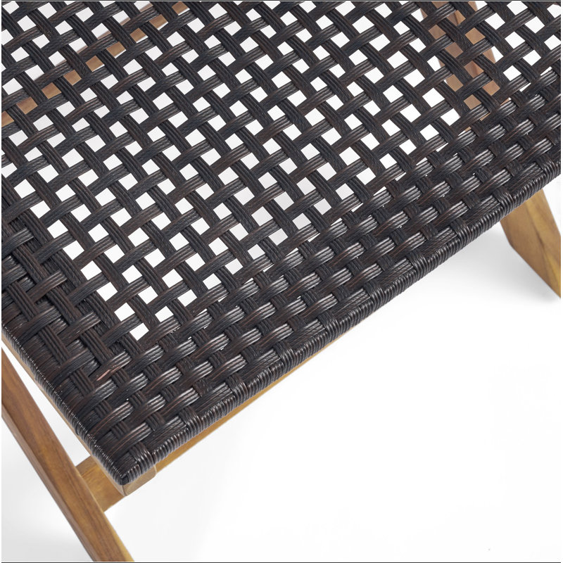 Chaises de bistro pliables en bois d'acacia - Ensemble de 2 - Osier fabriqué à la main, sans assemblage, Brown