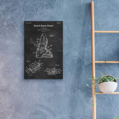 " Ski Boots Blueprint Patent Chalkboard "