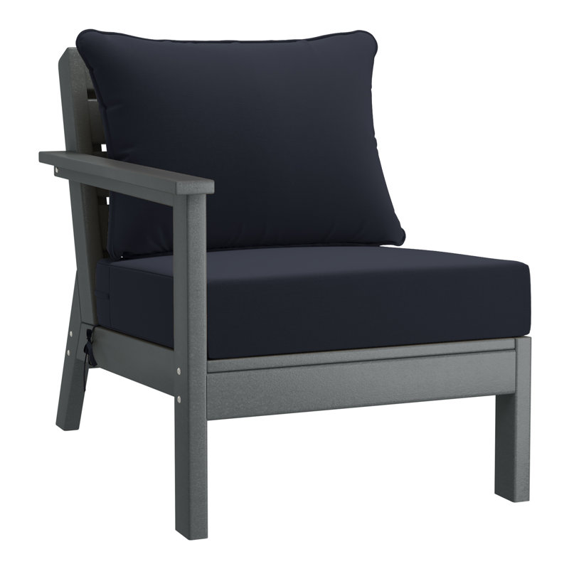 Chaise avec accoudoirs profonds à gauche avec coussins, Navy Blue, Grey