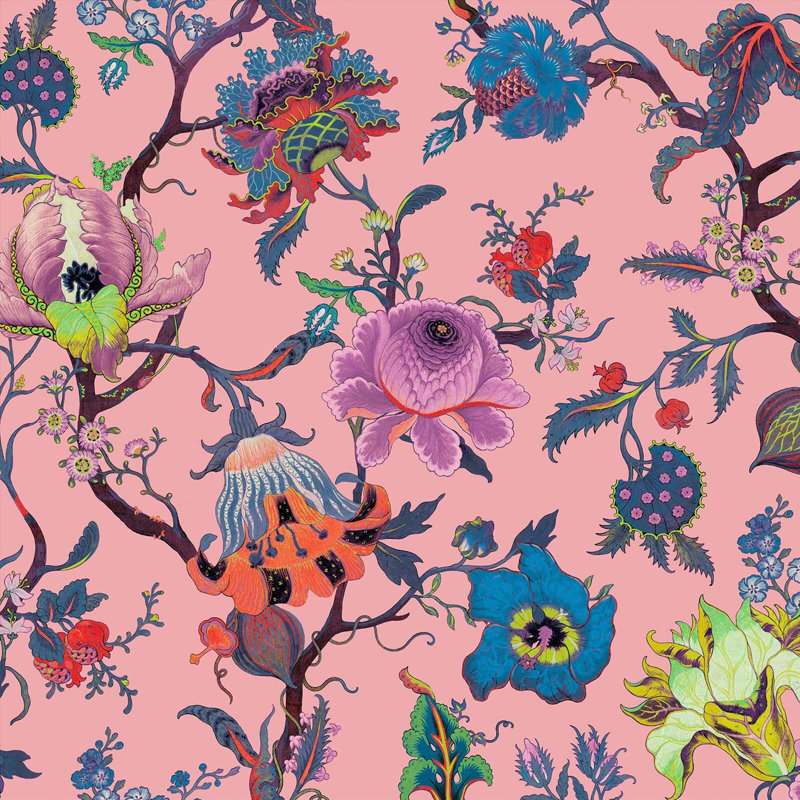 Artemis 9.84' L x 70.8" W Wallpaper Roll, Amaranth Pink