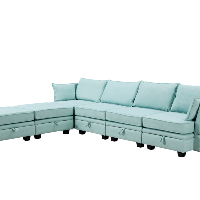 U_Style Modern Large U-Shape Modular Sectional Sofa,  Convertible Sofa Bed With Reversible Chaise For Living Room, Storage Seat