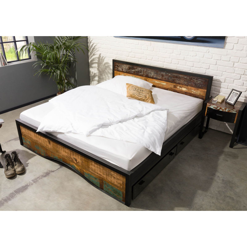 Solid Wood Storage Bed, 180 x 200 cm