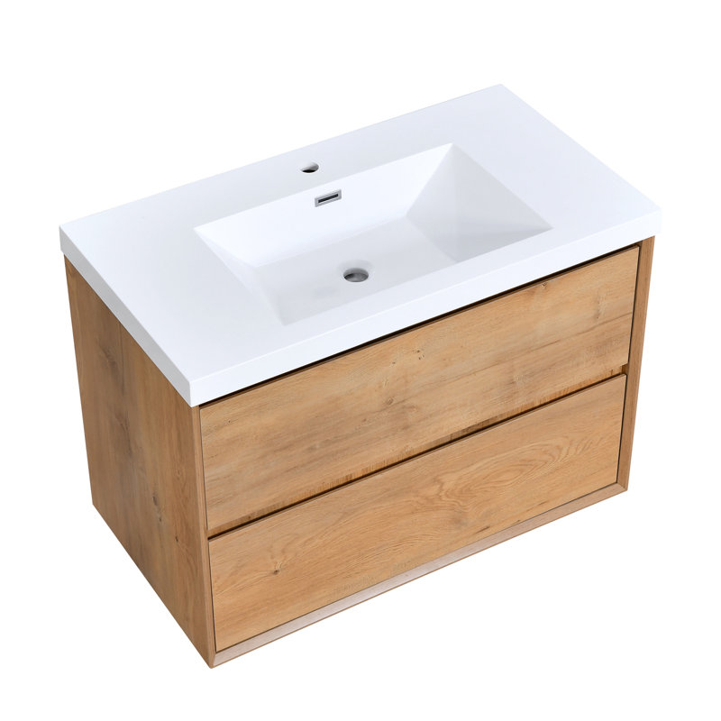 36" Wall Mounted Floating Bathroom Vanity With Single Sink