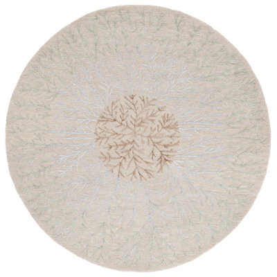 Tapis floral gris / beige en laine / coton / viscose touffeté à la main Kaiyden