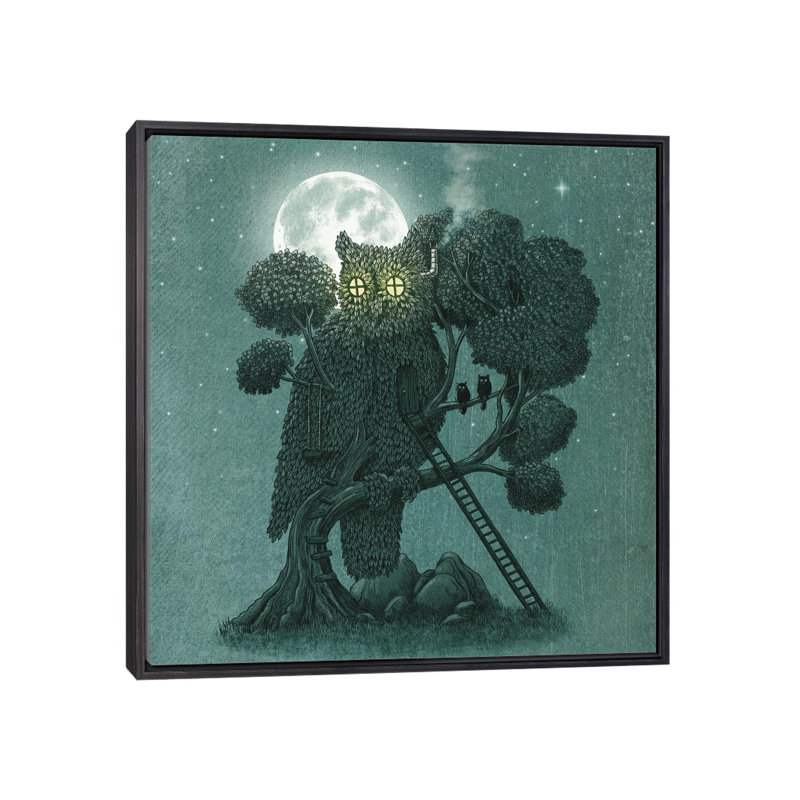 «Nightwatch Square» par Terry Fan - imprimé, H 18 po x l 18 po x 1,5 po, Toile avec cadre noire patinée, Pas de tapis