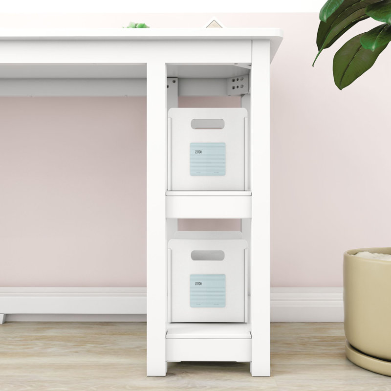 Grand bureau avec tablettes Lalitha, Blanc