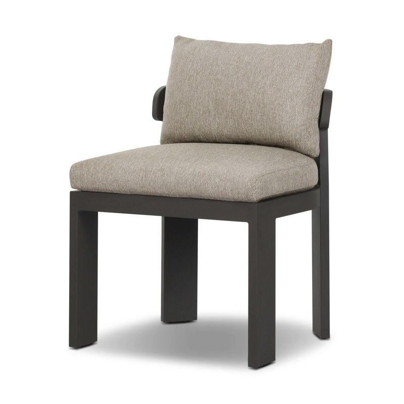 Aarav Outdoor Dining Side Chair, White, Black