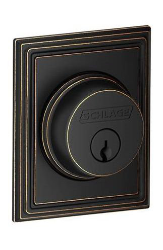 Single Cylinder Deadbolt with Addison Trim, Aged Bronze