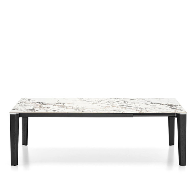 Dogma Extendable Tables, Matt Black, White Marble