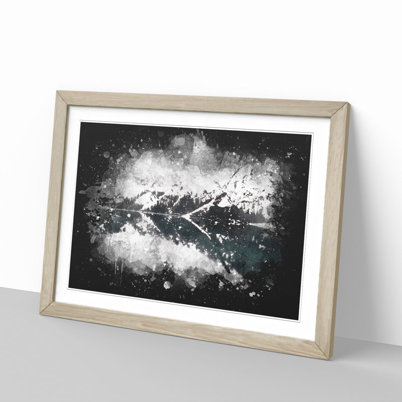 Lake Reflection In Italy Paint Splash - Picture Frame Graphic Art, 33cm H x 45cm W x 2cm D, Oak Framed