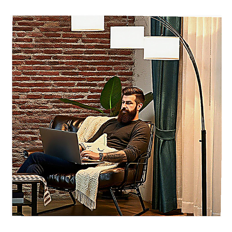 Lampe sur pied en arc avec abat-jour tambour