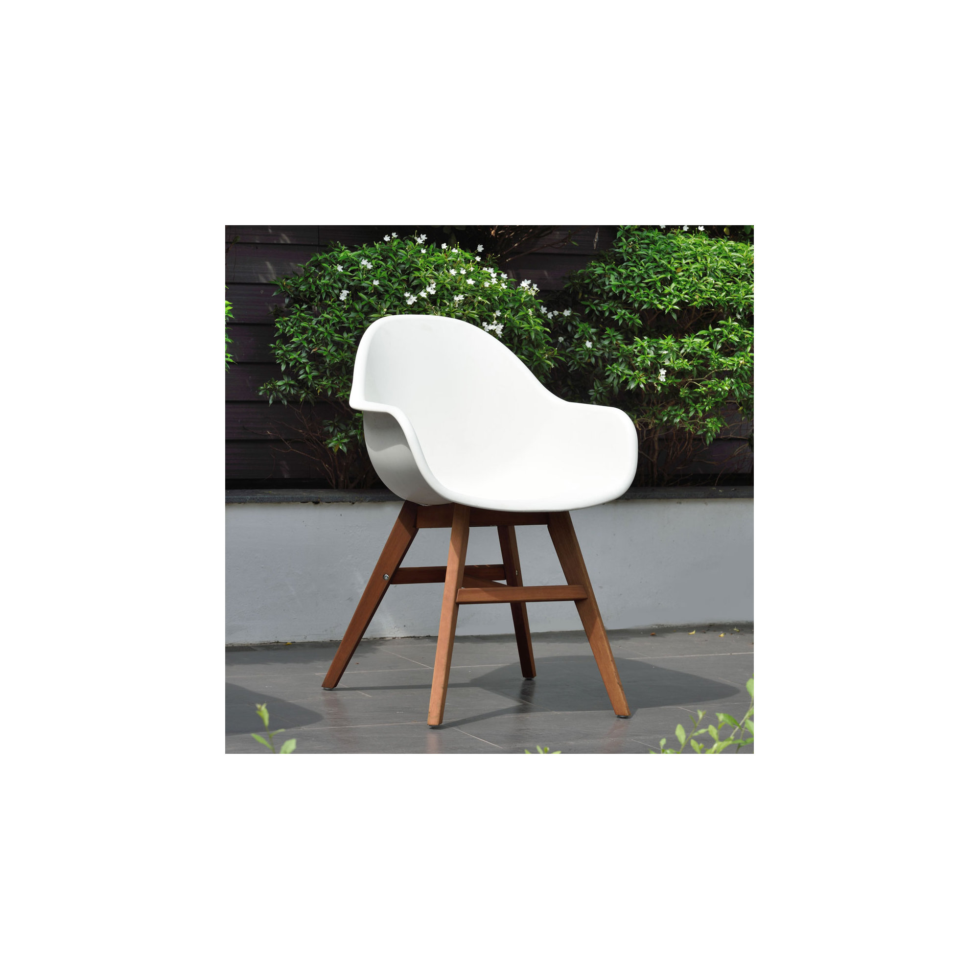 Rafael Wood Premium All-Weather Wicker Outdoor Dining Armchair, Brown