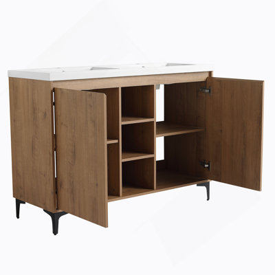 Freestanding Bathroom Vanity With Double Sink, Soft Closing Door Hinge