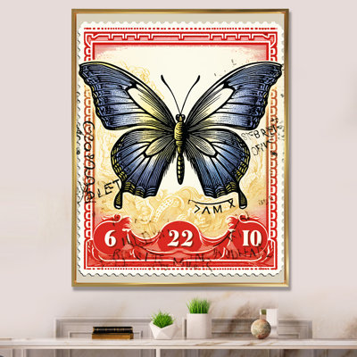 Illustration rétro d'un papillon bleu I