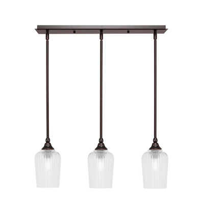 Luminaire suspendu linéaire sur pied 3 lumières avec verre de 5 po