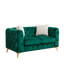 Canapé à compression, velours vert, Chesterfield