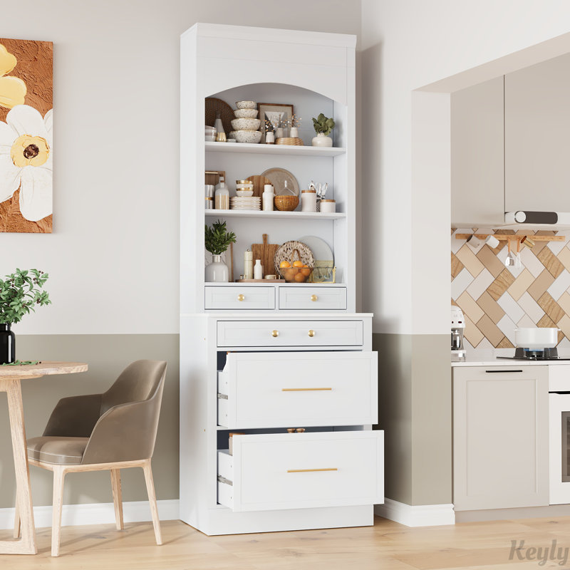 Garde-manger de 83,7 pouces de hauteur, bahut autoportant haut, Blanc
