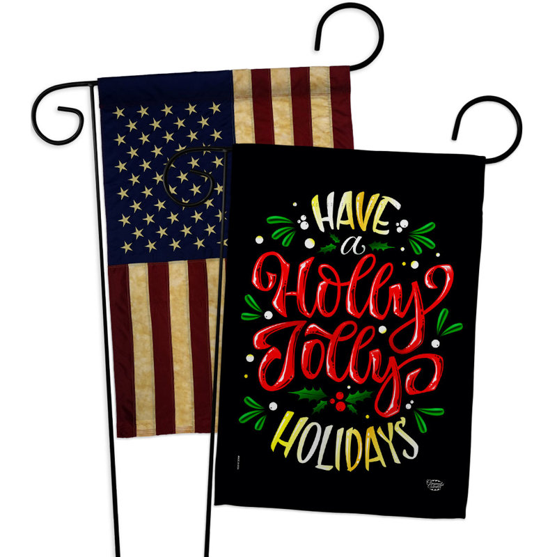 Drapeau de jardin en polyester 18,5 x 13 po Jolly Holiday Christmas