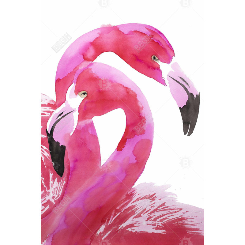 Aquarelle flamant rose - Décoration sur toile rose pour animaux