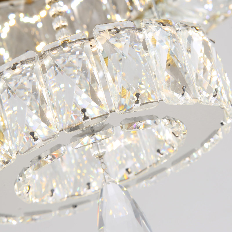 Lustre en cristal à 2 niveaux DEL, Silver