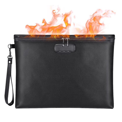 Sacs à documents ignifuges avec serrure, sac d'argent ignifuge 14,2 po x 10 po, pochette de rangement sécuritaire avec fermeture à glissière pour porte-documents A4, classeur, argent et tablette