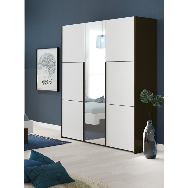 Hailey 3 Door Manufactured Wood Wardrobe, Brown/White