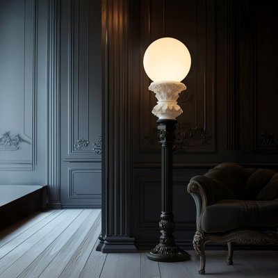 Lampes sur pied en résine noire et acrylique