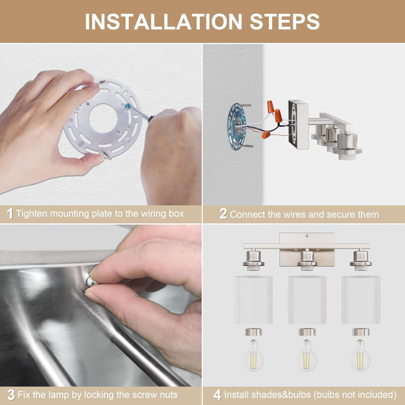 Éclairage pour meuble-lavabo 3 lumières Keevan, Nickel brossé