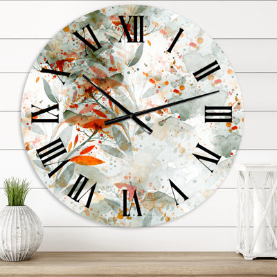 Horloge murale verte et orange Wildflowers II
