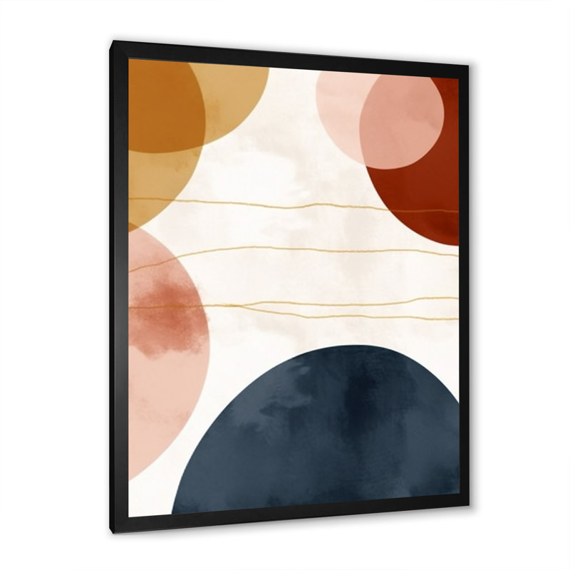 Beige Minimal Boho Pattern 6, 20" H x 12" W x 1" D, Black Single Picture Framed
