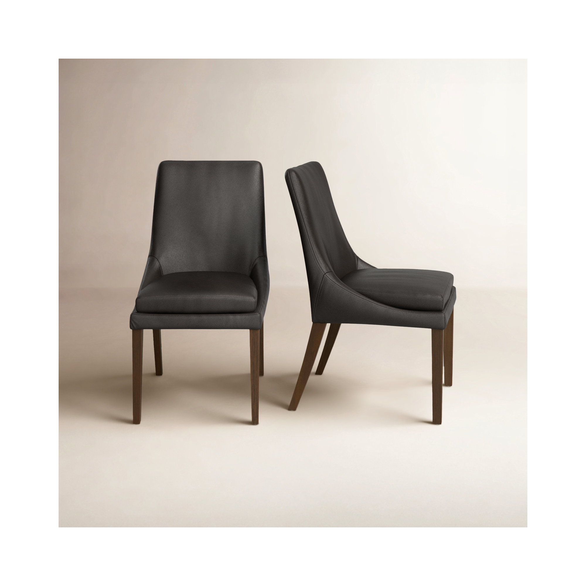 Niara Leather Upholstered Side Chair, Impression Dark Grey Genuine Leather
