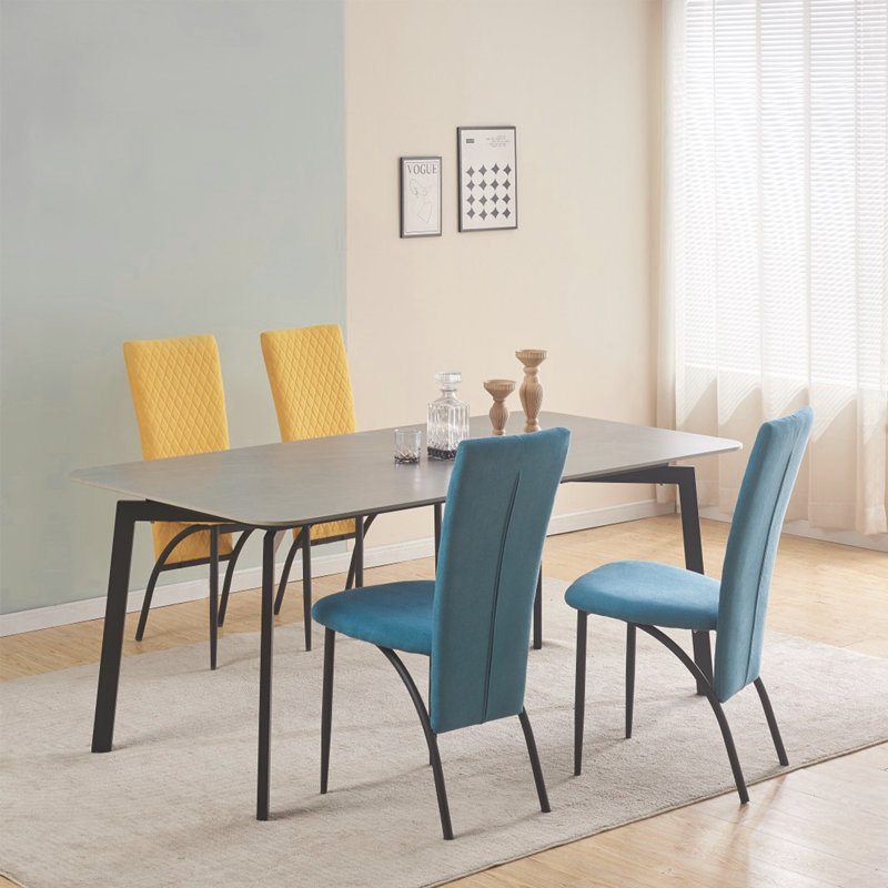 Massapequa Upholstered High Backrest Dining Chairs, Blue