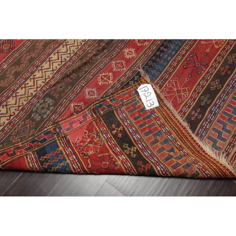 Tapis rose / brun en laine tissé à la main