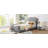Twin Size Upholstered Daybed With Classic Stripe Shaped  Headboard-1378471187