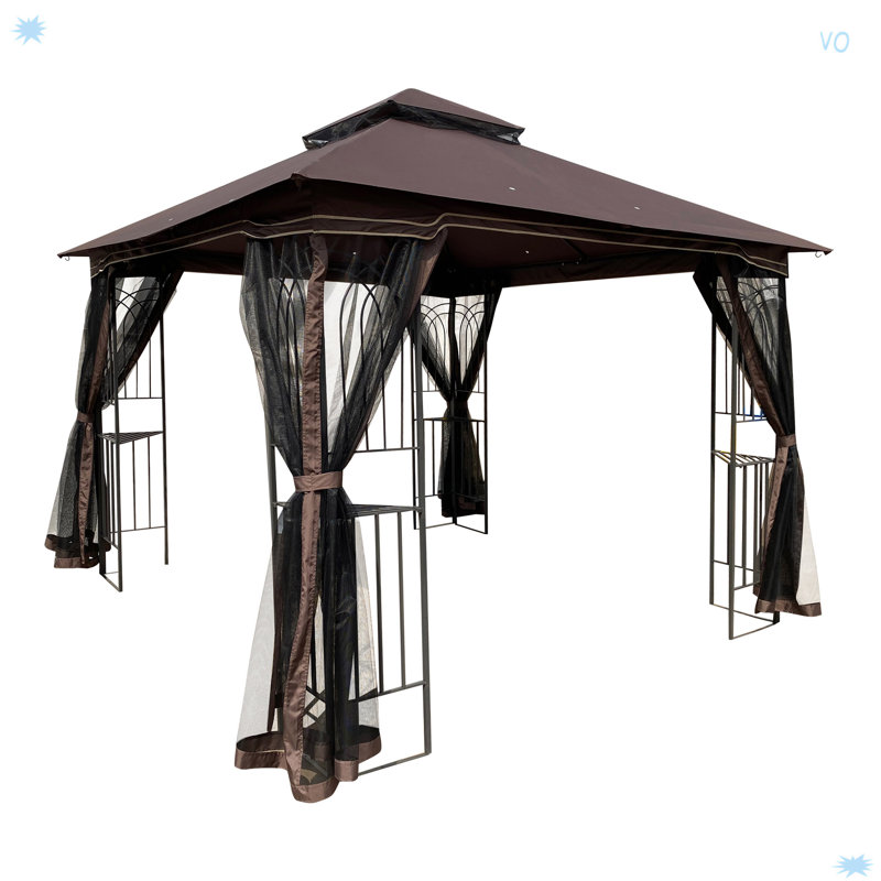 Tente d'auvent de jardin 10x10 avec double toit ventilé et moustiquaire