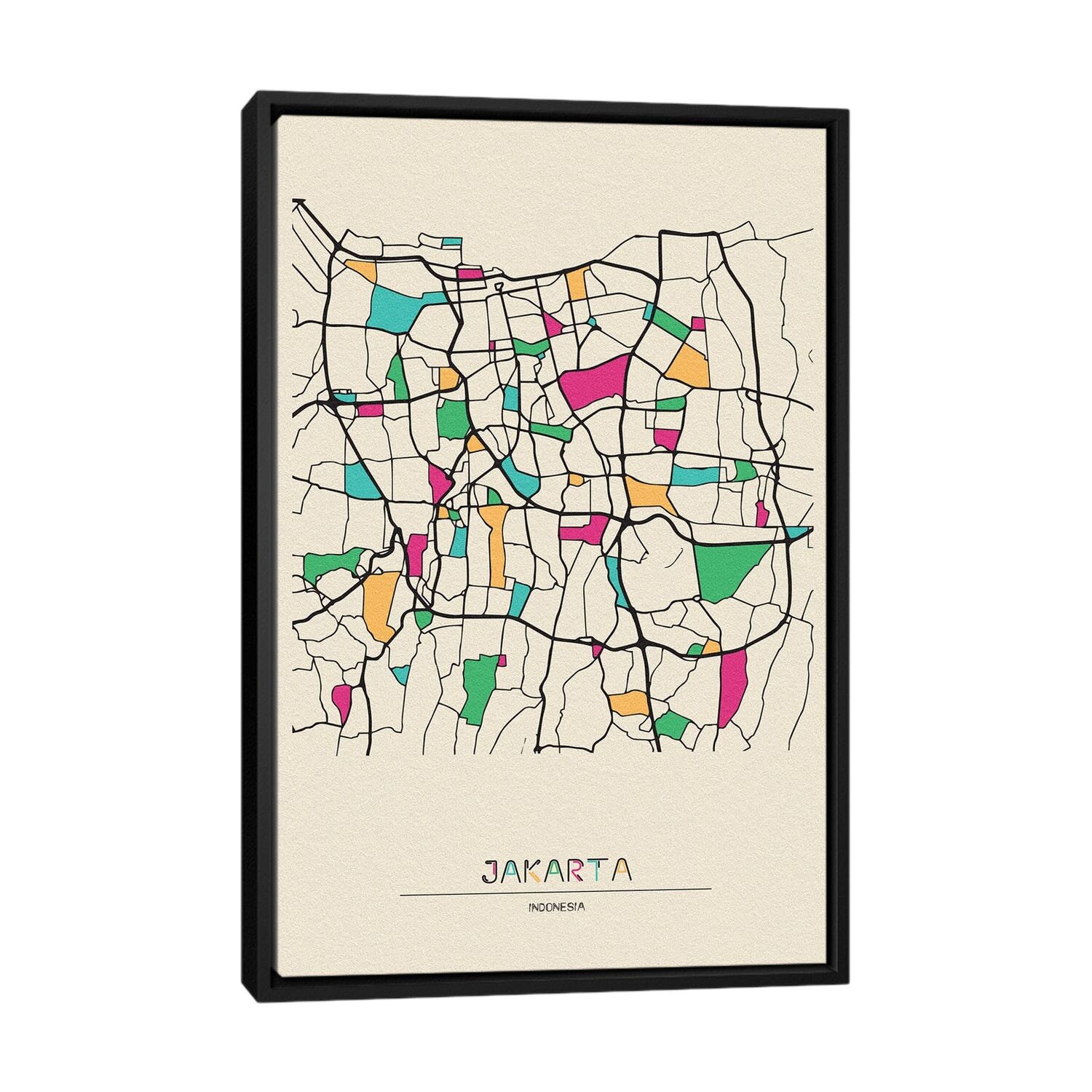 Ivy Bronx Jakarta, Indonesia Map by Ayse Deniz Akerman - Floater Frame ...