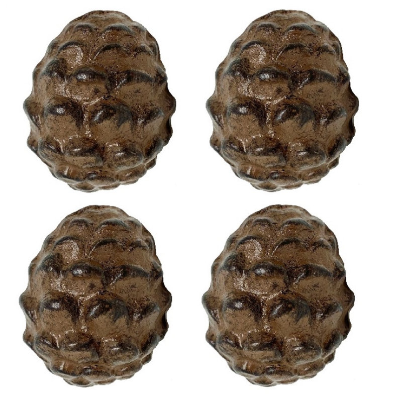 Cast Iron Rustic Brown Pine Cone Cabinet Knob Pull Set of 4