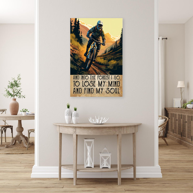 " Mountain Biking And Into The Forest ", H 36 po x l 24 po x P 1,25 po