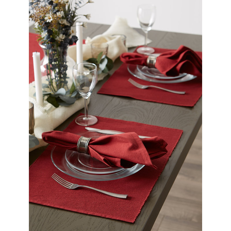 Red Cotton 6-Piece Rectangle Placemat Set