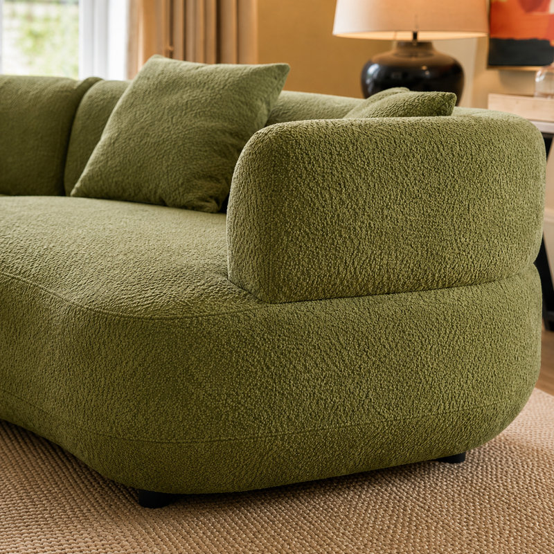 155.5" Modern Modular Curved Sectional Sofa with Throw Pillows, 6-Seat Upholstered Deep Seat Couch for Living Room