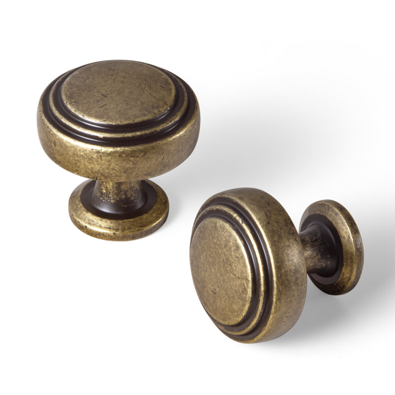 Poignée champignon rétro de 1,2 po de diamètre, Laiton antique