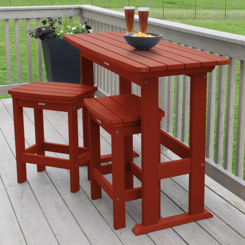Arbnora 2 - Person Patio Dining Set with Rectangular Table, Rustic Red