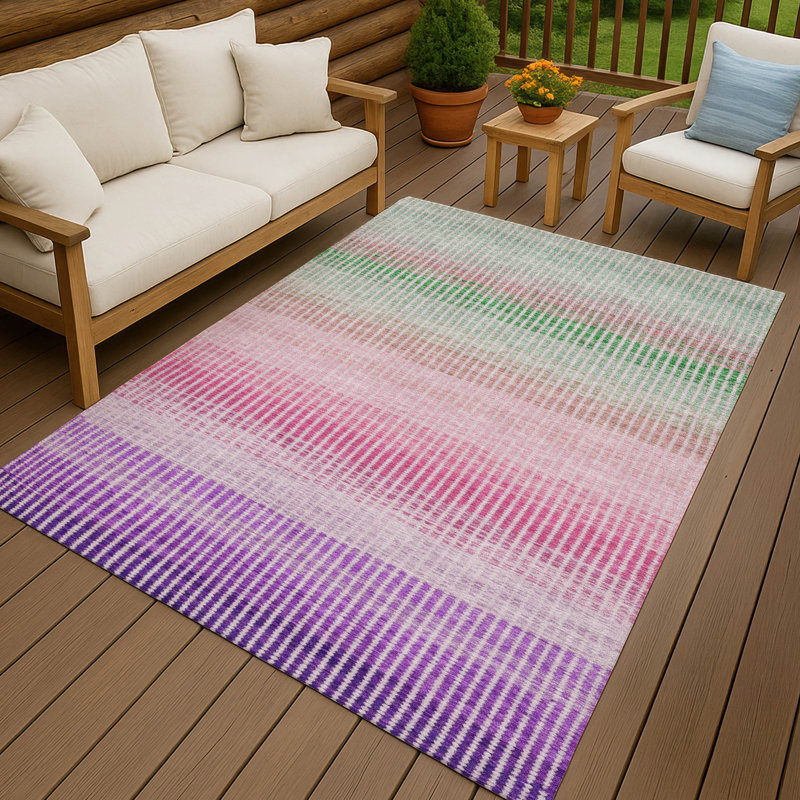 Machine Washable Indoor/Outdoor Jouett ACN2313 Stripes Rug, Rectangle 5' x 7'6"