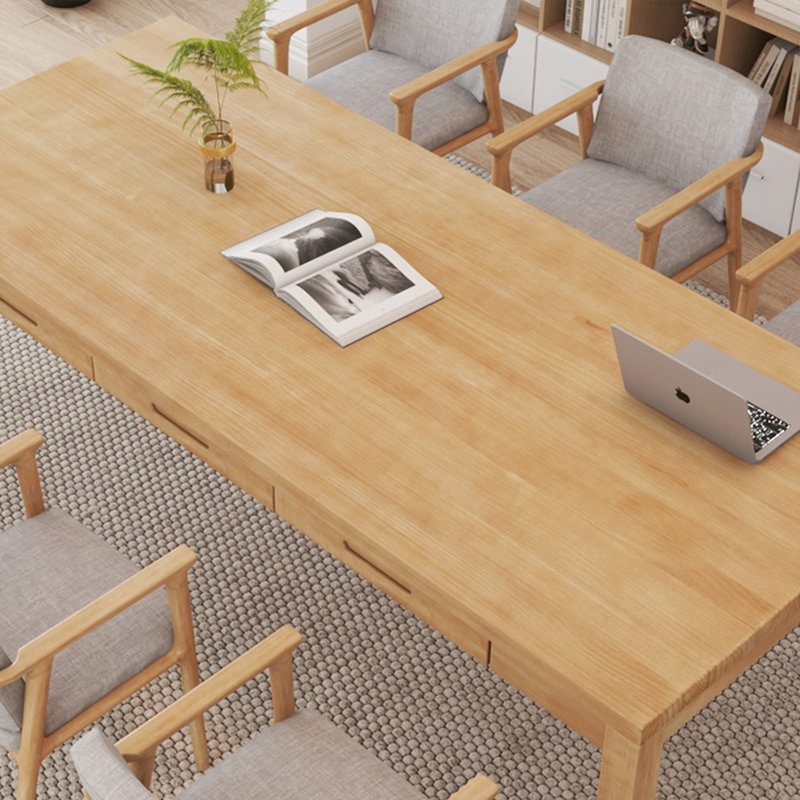 Bureau rectangulaire brun en bois massif, H 29,53 po x l 78,74 po x P 31,5 po